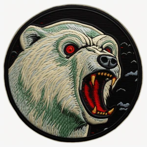 Parche de oso polar aplique bordado de hierro para Halloween rugiente animal zombie - Imagen 1 de 12