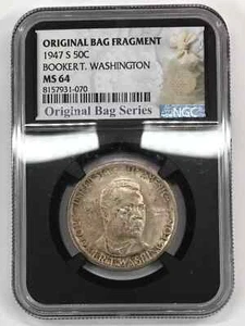 1947-S Booker T Washington BTW Half Dollar NGC MS64 Original Bag Fragment Series - Picture 1 of 3