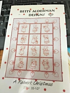 "A REDWORK CHRISTMAS" zusammengesetztes Blockquiltmuster Betty Alderman - Bild 1 von 3