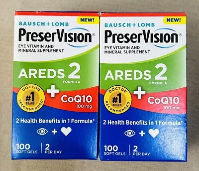 2 CAJAS Bausch+Lomb PreserVision AREDS 2 Formula 100 Softgel Exp 12/26+ Foto 1 de 2