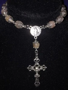 * St Benedict Rutilated Quartz Rosary Bracelet * - Picture 1 of 2