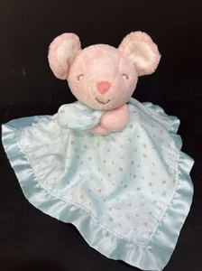Carter’s Retired Lovey Pink Sleepy Mouse Baby Blue Blankie Schnuller Satin Trim  - Bild 1 von 7