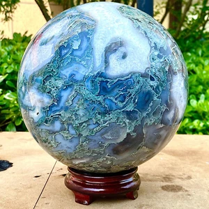 20.77LB Natural Water Grass Agate Ball Quartz Crystal Ball Healing - Imagen 1 de 14