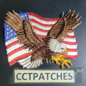 BALD EAGLE WITH AMERICAN FLAG PATCH - Picture 1 of 2