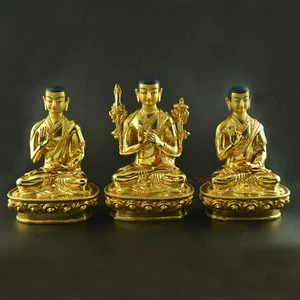 Fine Quality Hand Carved Guru Tsongkhapa Statues Set Copper Statues Patan, Nepal - Picture 1 of 4