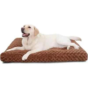 KSIIA Washable Deluxe Plush Anti-Slip Dog Bed Crate 35"x23" Brown - Picture 1 of 8