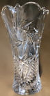 JULIA Vase 24% Lead Crystal Clear Hand Made in Poland 8" Tall 8-Pt Star Pinwheel