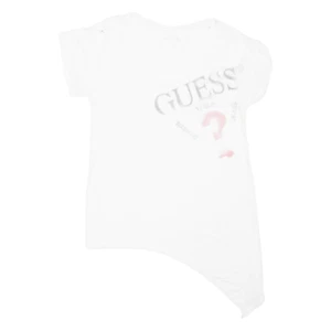 GUESS Asymmetrical Womens T-Shirt White Crew Neck S - Picture 1 of 6