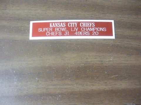 KANSAS CITY CHIEFS (SB LIV CHAMPIONS) ENGRAVED NAMEPLATE FOR BALL/JERSEY CASE Cover