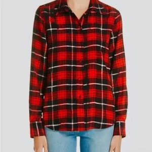 Marc Jacobs Silk Red Plaid Print Shirt 12 L XL - Picture 1 of 8