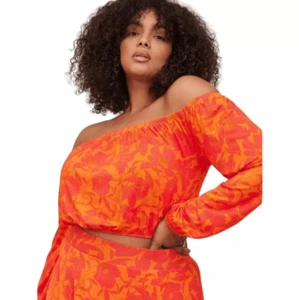 Torrid Damen Blumenmuster Orange Super Weich Schulterfrei Langarm Crop Top 2X - Bild 1 von 9