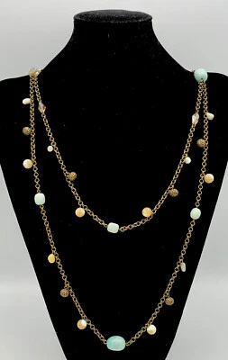 Vtg Liz Palacios SF Stone/Crystal Station Antiqued Brass Metal Layered - Image 1 of 2