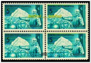 CANADA 1965 SIR WILFRED GRENFELL NEWFOUNDLAND MINT FV FACE 20 CENT STAMP BLOCK - Picture 1 of 2