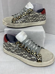 P448 John Snake-Print Low Top Lace-Up Sneakers Womens Gray Size EU37 US Size 6.5 - Picture 1 of 10