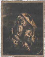 Signed Carpenter, Grand Mother, Antique Indian Photo Collotype 9.5"x7.25", c1900
