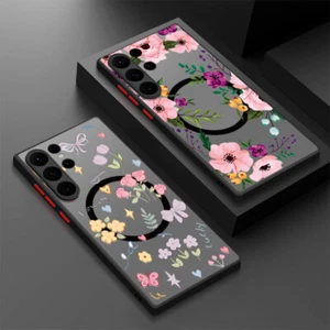 Rose Flower Case For Samsung A36 A15 A56 A16 A55 A25 S25 Magnetic Magsafe Cover - Picture 1 of 20
