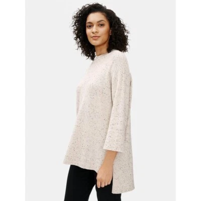 Túnica Eileen Fisher Crudo Algodón Orgánico Moteado Cuello Redondo Calce Cuadrado Para Mujer XS Foto 1 de 4