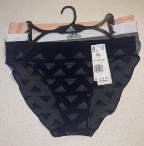 Adidas Gray Beige Black Seamless Bikini Panty Set of 3 Medium NWT - Picture 1 of 1