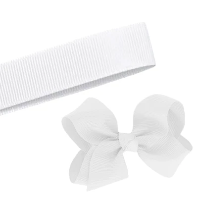 5 Yards Solid White Grosgrain Ribbon Yardage DIY Crafts Bows USA - Image 1 of 2