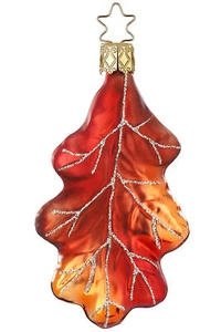 Inge-Glas Oak Leaf 10049S023 German Glass Christmas Ornament with Gift Box - Picture 1 of 2