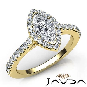 Anillo de compromiso con halo francés U pavé de diamantes marquesa certificado GIA G VS2 1 ctw - Imagen 1 de 12