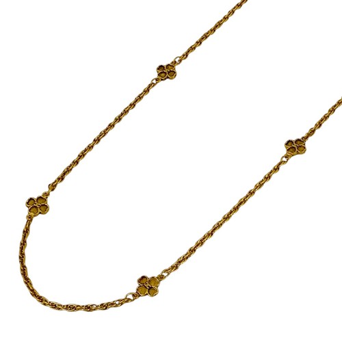 CHANEL (Incastro) CC Logo Catena Collana Quadrifoglio Collana Lunga Oro Plat...