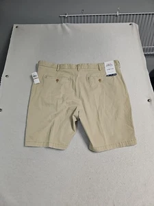 Mens Izod 42W Stretch Chino Shorts Flat Front Saltwater Relaxed Comfort Khaki - Picture 1 of 5