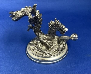 Orientalischer Drache mit Perlenornament Silber Metall  - Bild 1 von 6