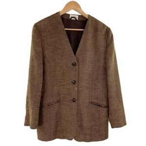 Vintage Bardehle Brown Herringbone Virgin Wool Blend Jacket M - Picture 1 of 4