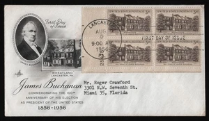 #1081 3c Wheatland-Plate Block, Art Craft FDC **ANY 5=FREE SHIPPING** - Picture 1 of 1