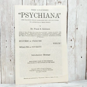 "Why I Founded Psychiana" by Frank Robinson 1929 Moscow Idaho Ultra-RARE Booklet - Picture 1 of 7