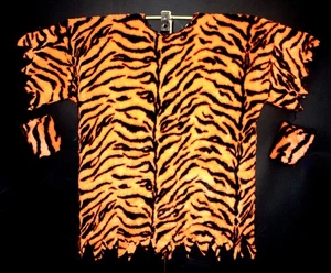 XXL Caveman Fancy Dress Costume Fur Tiger Print Stone Age Flintstones - Picture 1 of 2