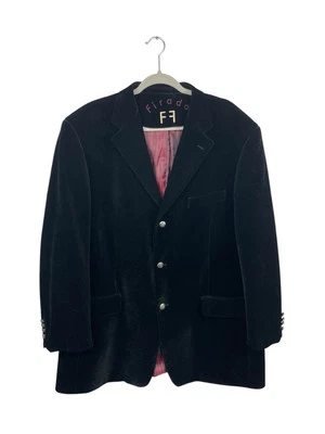 Blazer italiano a medida Firado lana terciopelo 48L negro forrado pana look Foto 1 de 4