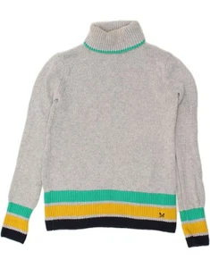 CREW CLOTHING Womens Roll Neck Jumper Sweater UK 8 Small Grey Striped BU03 - Picture 1 of 3