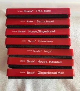 Sizzix rosso originale muore Babbo Natale pupazzo di neve angelo casa infestata albero nudo pan di zenzero - Foto 1 di 8