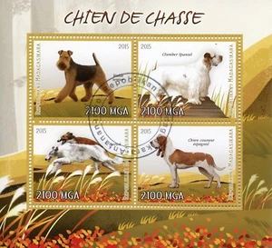 Madagascar 2015 CTO Hunting Dogs Welsh Terrier Barzoi 4v M/S Dog Stamps - Picture 1 of 1