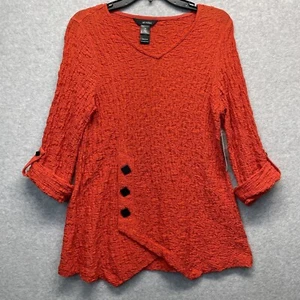 Top donna Ali Miles testurizzato arricciato piccola blusa rossa manica a linguetta arrotolata - Foto 1 di 13