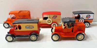 FIVE (5) 1/25 SCALE ORANGE DIE CAST TRUCK BANKS,  NEW - Image 1 of 4