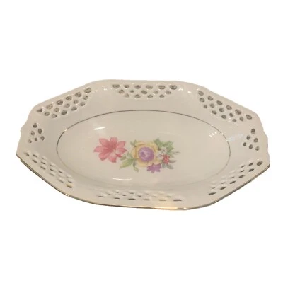 Plato Floral Perforado Vintage Schwarzenhammer Baviera Alemania Zona EE. UU. Foto 1 de 4