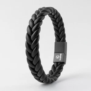 KUVARS | Lederarmband "Plait" Herren Männer Echtleder Armband Schwarz Geschenk - Bild 1 von 11