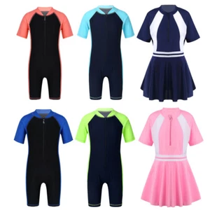 Kid Boys Girls Shorty Wetsuit One Piece Swimwear Swimsuit Bathing Surfing Suits - Picture 1 of 53