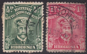 1913-19 Rhodesia SC# 119-120 - King George V - 2 Different Stamps - Used - Picture 1 of 2