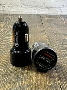 HUSSELL Car Charger Qualcomm Quick Charge 3.0 Dual USB Ports Vehicle Black - Picture 1 of 4
