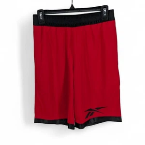 Reebok Men's Regular-Fit Logo-Print Mesh Basketball Shorts 11" Red Black Small - Picture 1 of 6