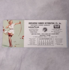 1960 Pinup Blotter Goodyear St Louis MO Aiming High Gil Elvgren Brown & Bigelow - Picture 1 of 4