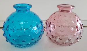 2 FENTON ROUND DECORATIVE BOTTLES HOBNAIL SAPPHIRE AND MAUVE 3.75 INCHES - Picture 1 of 8