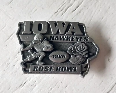 Vtg 1986 Rose Bowl Iowa Hawkeyes Football Belt Buckle vs UCLA #79 / 1000 made - Image 1 of 3