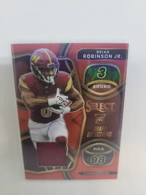 2022 Select Football Brian Robinson Jr. Draft Selections Red Prizm Patch RC - Image 1 of 2