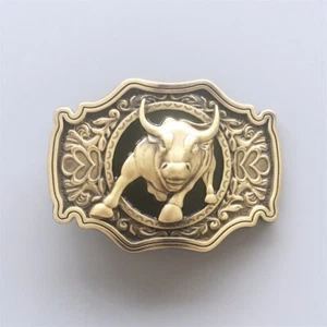 Western Rodeo Bull Cowboy Cowgirl Solid Brass Belt Buckle - Picture 1 of 6