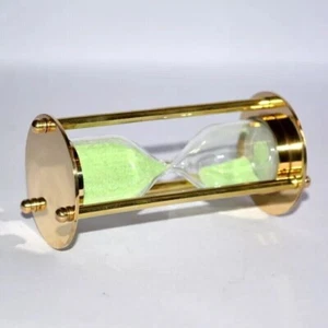 "4 Inch Antique Solid Brass Nautical Hourglass Green Sand Gift & Home Decor Item - Picture 1 of 5
